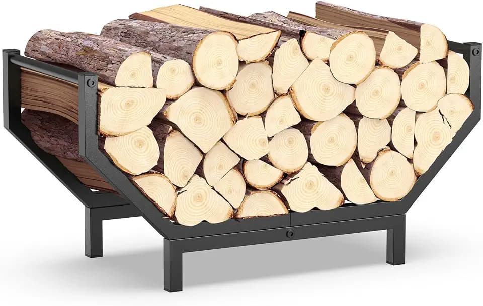 Indoor Outdoor Firewood Rack,Rustproof Metal Fireplace Wood Rack