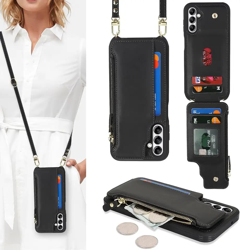 Cavor for Samsung Galaxy A14 5G Phone Case Wallet for Women, Black