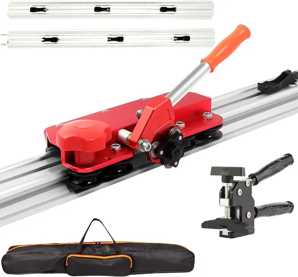 71" Manual Tile Cutter, Large Format Ceramic Tile Cutting Tool with Built-in Suction Cups & Tile Clamp, 3-Head Scoring Wheel System, for Up to 0.47-Inch Thick Tiles