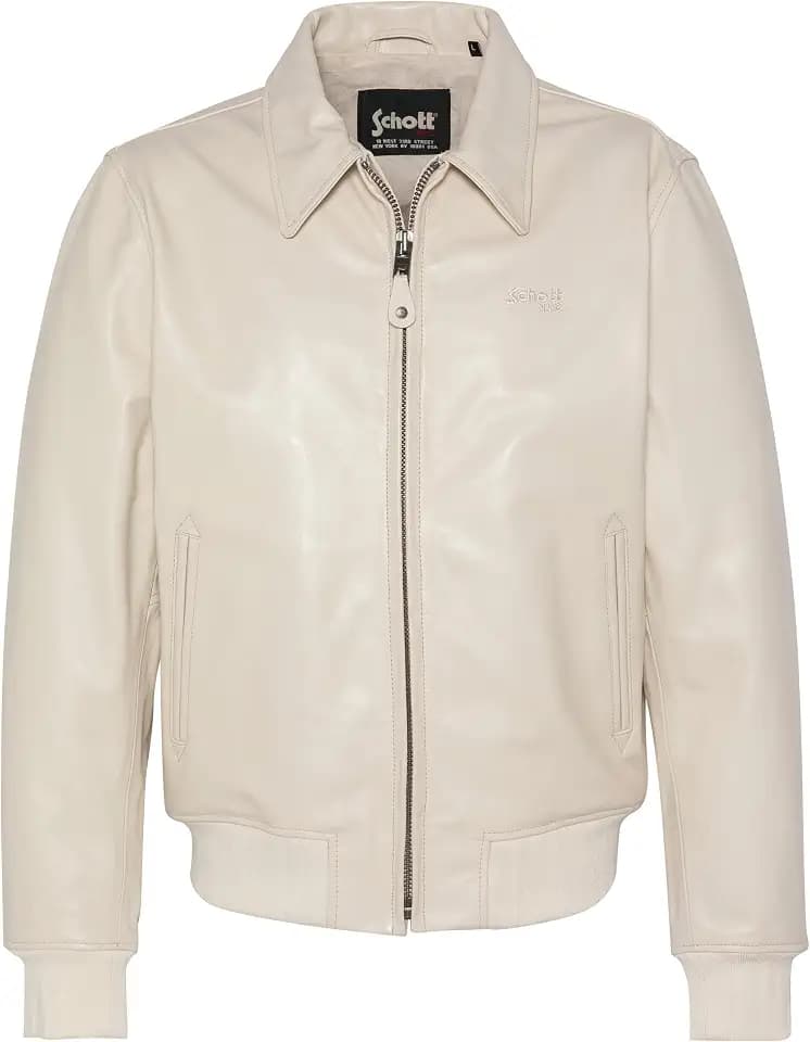 Schott NYC Lc5100rib2-off White-l Blouson, Knochenweiß, Herren