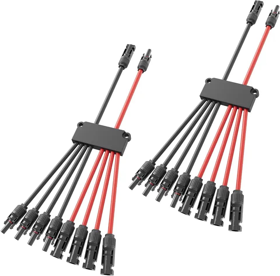 Solar Panel Connector 8 to 2 Solar Y Branch Connectors PV Panels Parallel Connectors Kit Adapter Waterproof Wire Plug Tool for Solar Panel(2 Pcak MF/FFFFMMMM)