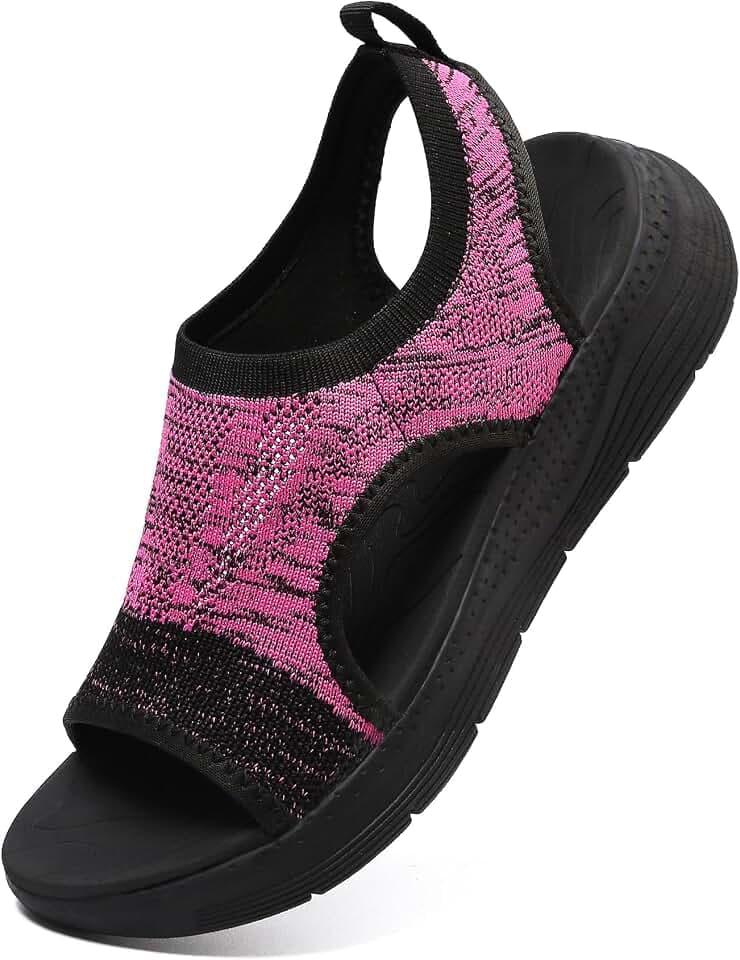DimaiGlobal Damen Sommer waschbare Slingback Orthopädische Slide Sport Sandalen Leichte Strick Sandalen Mesh Weiche Sohle Freizeit Damenschuhe