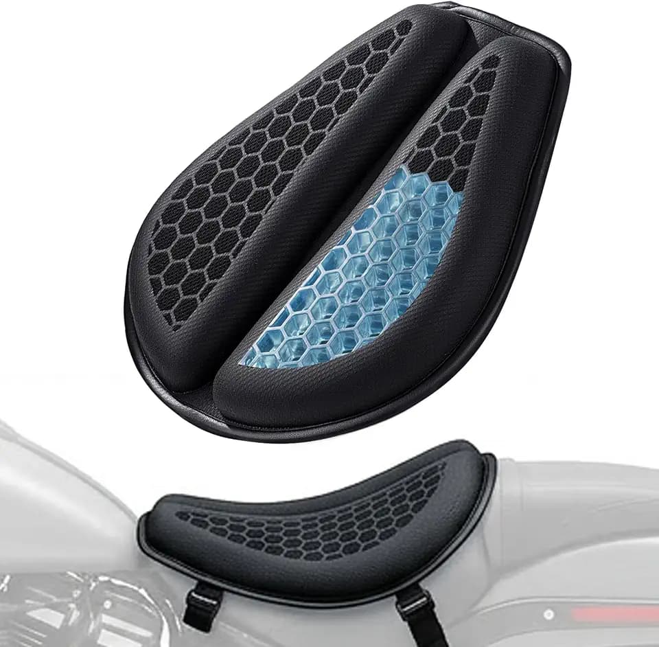 Motorcycle Gel Seat Cushion Large 3DHoneycomb Structure Shock Absorption Foldable & Breathable Motorcycle Gel Seat Pad for Long Rides