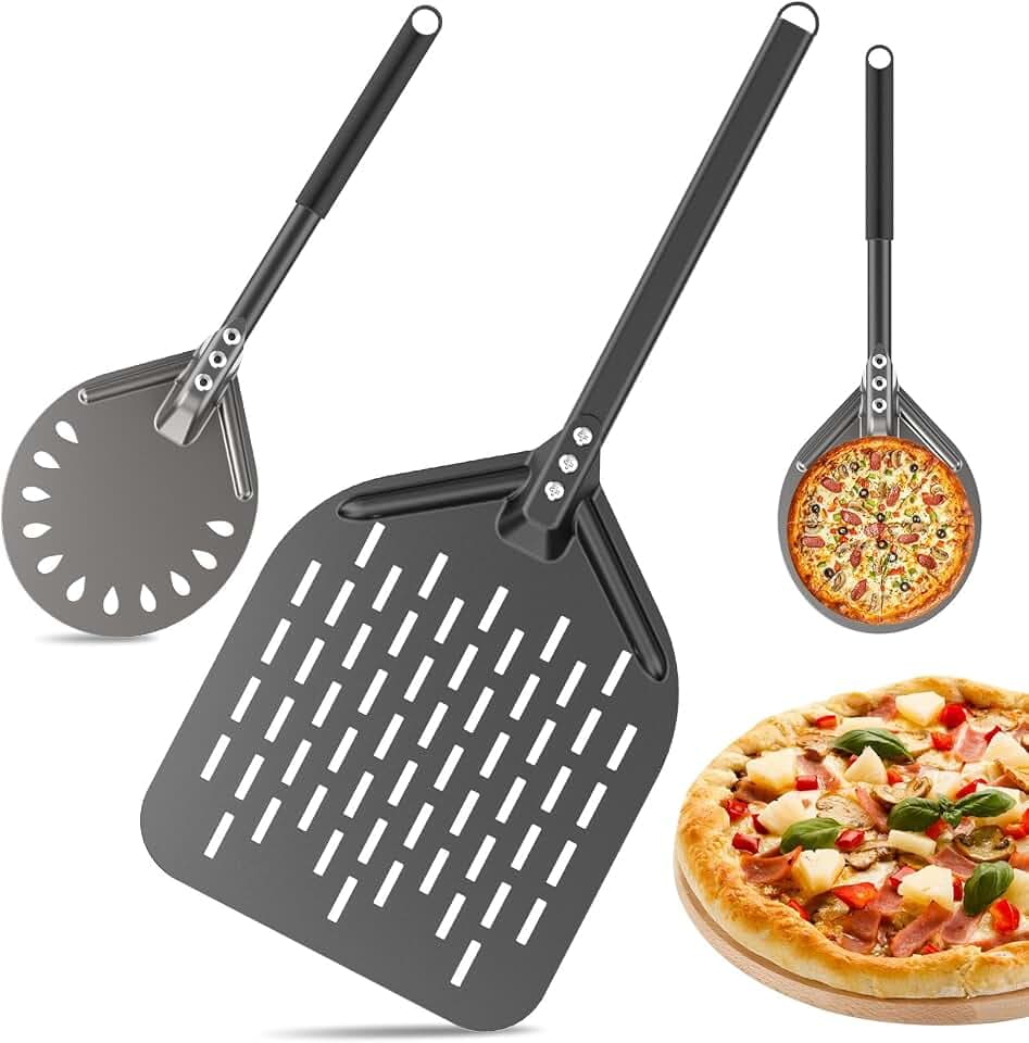 Perforierter Pizzaschieber 12 Zoll, Pizzaschaufel-Set mit Pizzawender