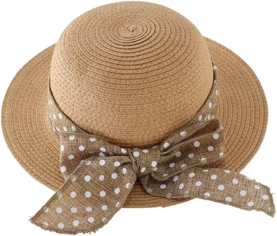 Baby Mädchen Strohhut Sonnenschutz Hüte Sommer Schleife Strandkappe für Kinder