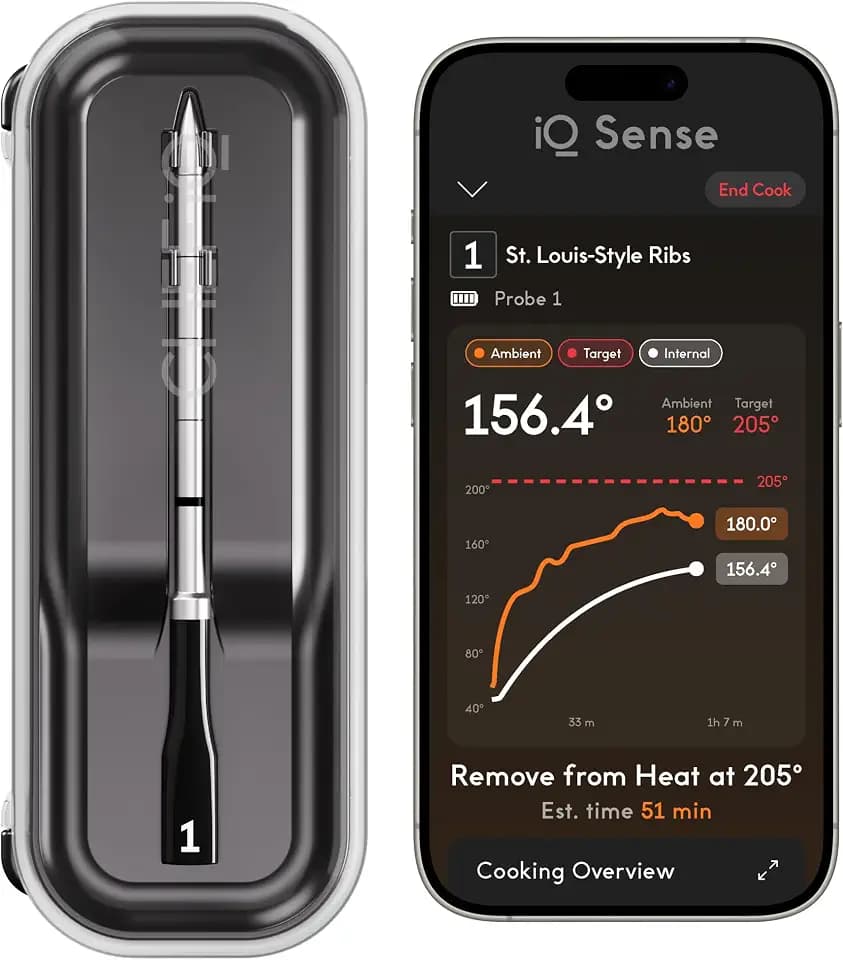CHEF iQ Sense | Smart Wireless Meat Thermometer | Ultra-Thin Probe | WiFi Unlimited Range | 1000°F Heat Safe | 5 Sensors | BBQ, Grill, Oven, Smoker, Air Fryer | Gen3