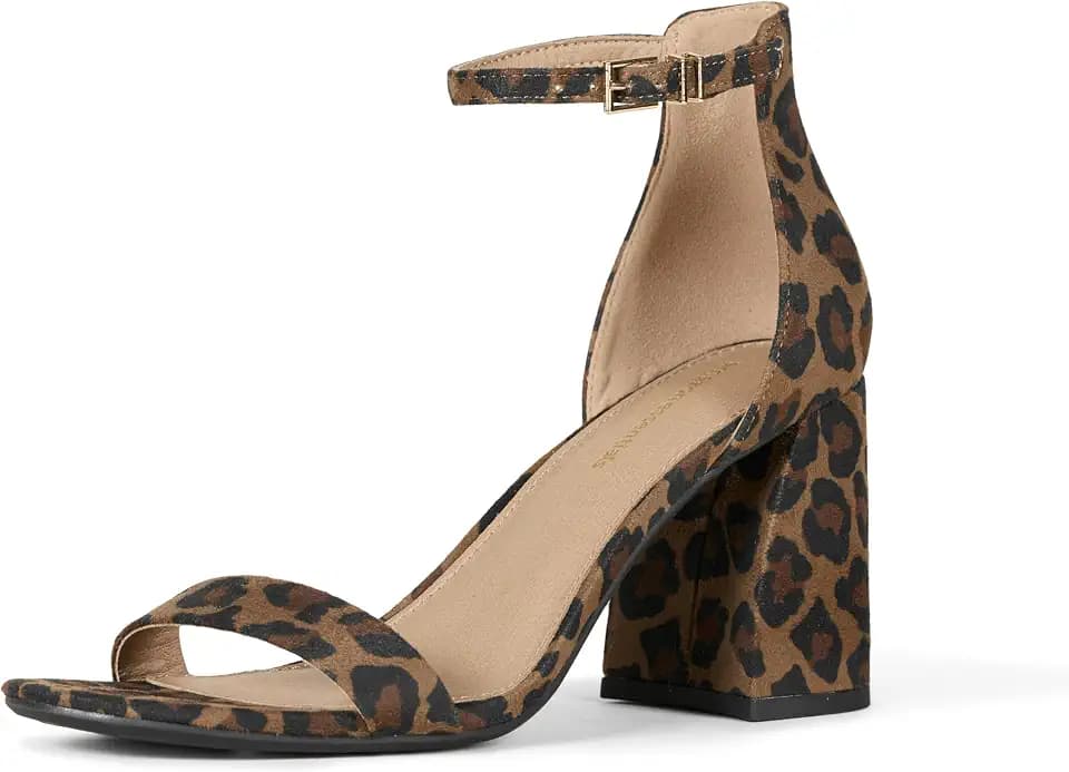 Amazon Essentials Women's High Heel Nola Block Heels Sandals with Ankle Strap