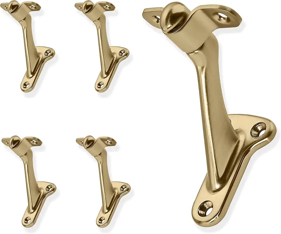 5 Pack 3 Inch Hand Rail Bracket Champagne Bronze Stair Brackets Heavy Duty Handrail Brackets for Stairways Handrail Staircase Bracket