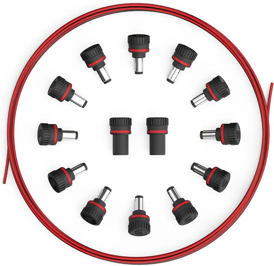 D'Addario Accessories XPND DIY Power Cable Kit - Customizable Power Cables for Guitar Pedal Boards - 12 Male Plugs, 2 Female Plugs, 10ft Cable