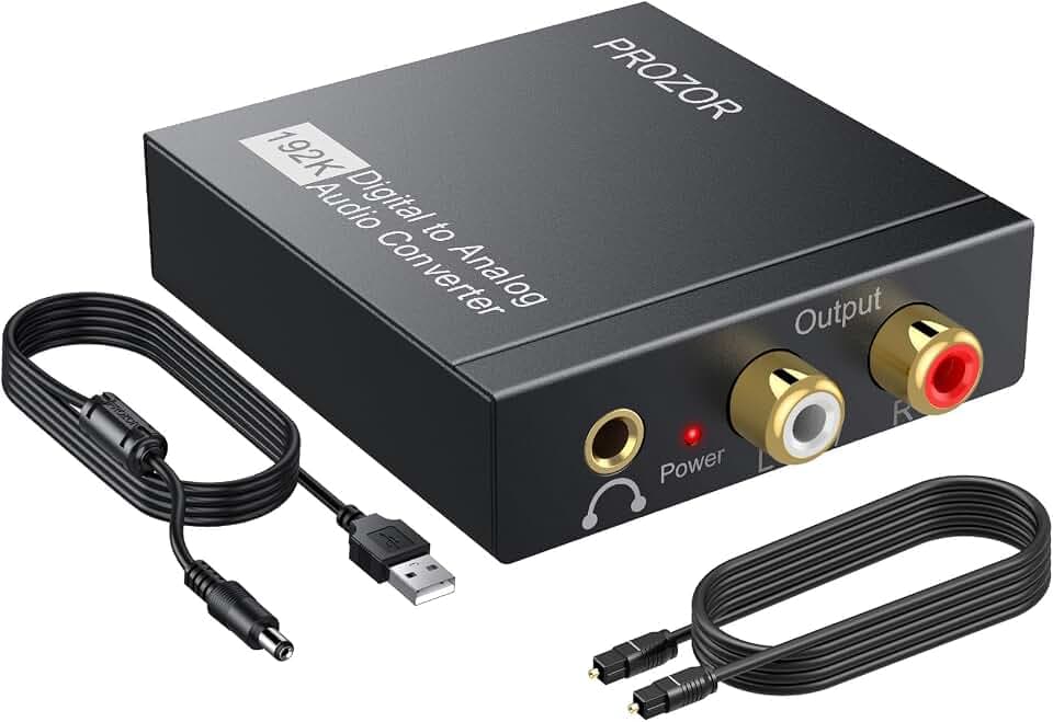 PROZOR Da Wandler Optisch auf Cinch Audio Adapter Toslink auf Klinke Aux Digital zu Analog Optisches Audiokabel Adapter Optical auf Klinke 3,5mm Cinch RCA für Digital Audio TV Blu-Ray HD DVD