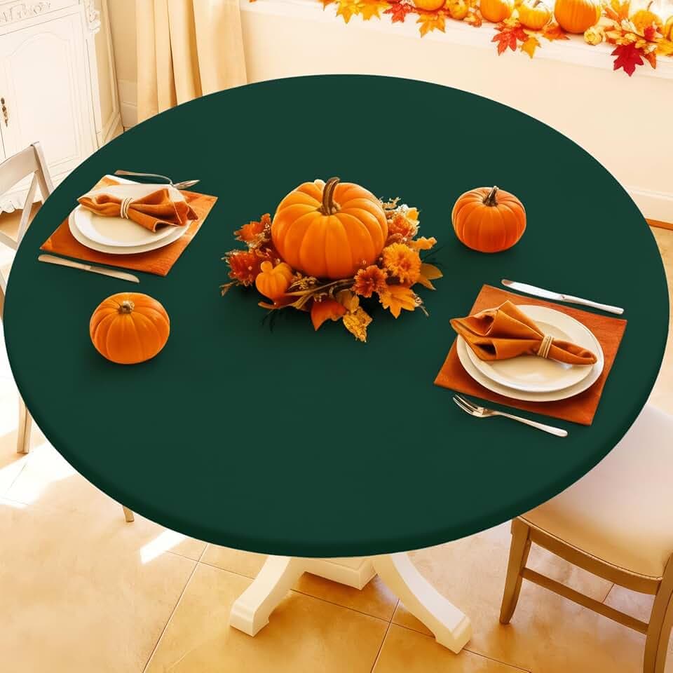 Moosfor Spandex Round Tablecloth, Fitted Table Cloth for 57"-68" Tables
