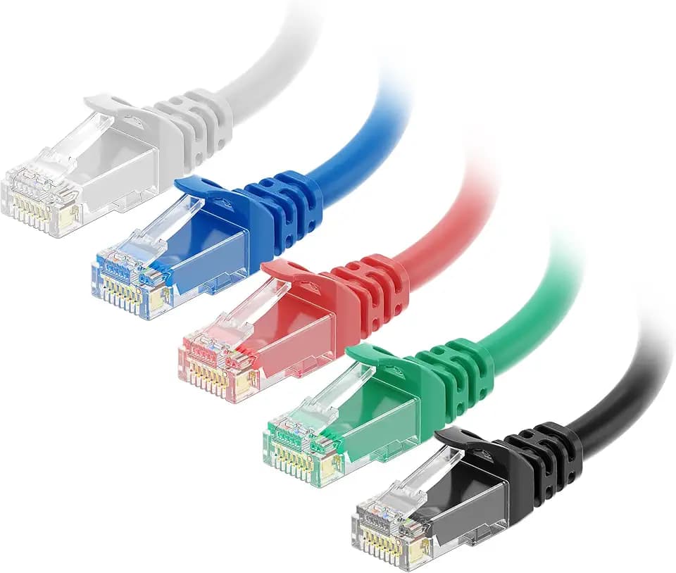 Cable Matters 10Gbps 5-Color Combo Snagless Cat 6 Ethernet Cable, 5ft