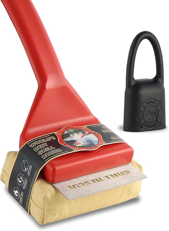 Grillbürste borstenfrei - Sichere BBQ Grillbürste für Gas-, Holzkohle-, Gusseisen- & Edelstahlroste - Langlebige, hitzebeständige Grillreinigungsbürste mit austauschbarem Kopf & Aufhängehaken