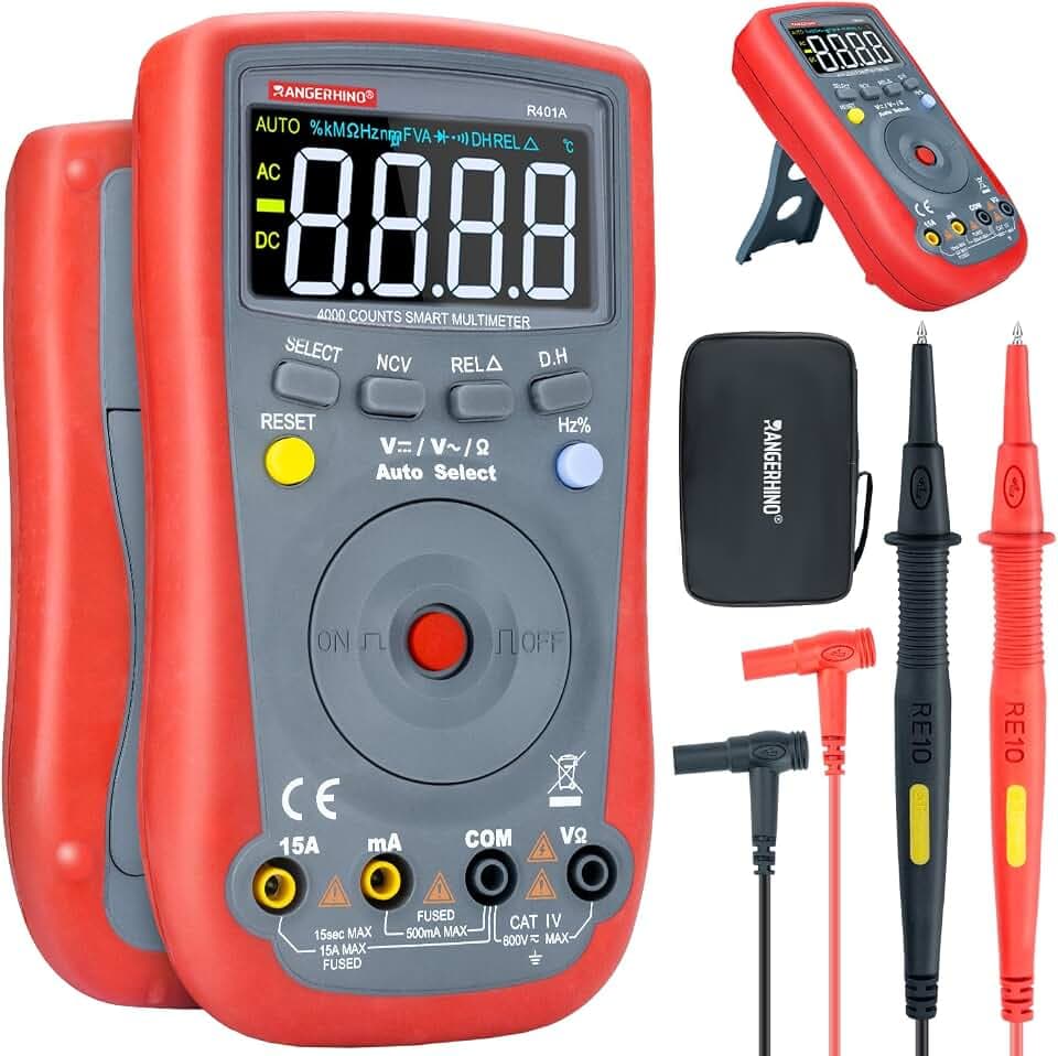 Digitalmultimeter-Tester für die Automobilindustrie mit 4000 Zählimpulsen, NCV-Erkennung, AC/DC-Spannung, AC/DC-Strom, für Widerstandstemperatur, Batteriedioden und Durchgang