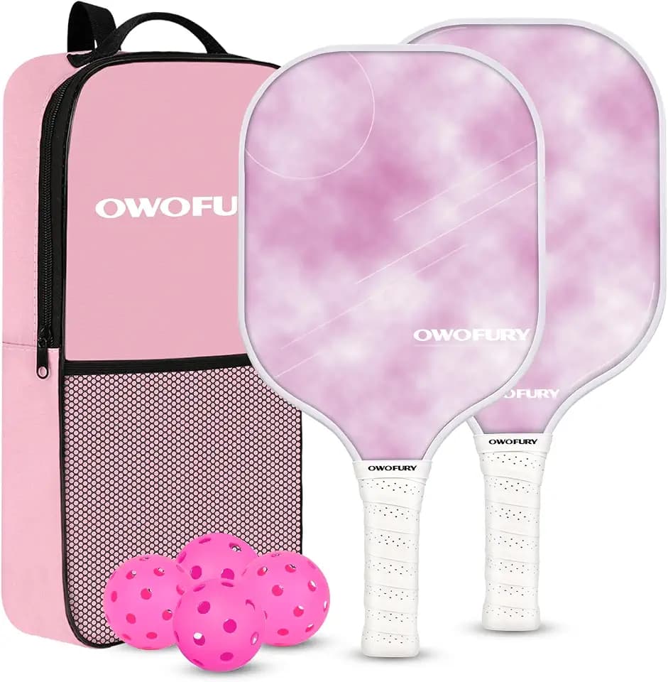Pink Pickleball Paddles Set of 2 Honeycomb Core Lightweight Control