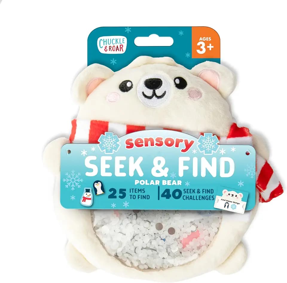 Chuckle & Roar Seek & Find Polar Bear Plush, Toddler Travel Toys, Ages 3+