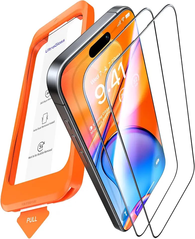 UltraGlass Top 9H+ Glass for iPhone 16 Pro Screen Protector Glass, 2 Pack