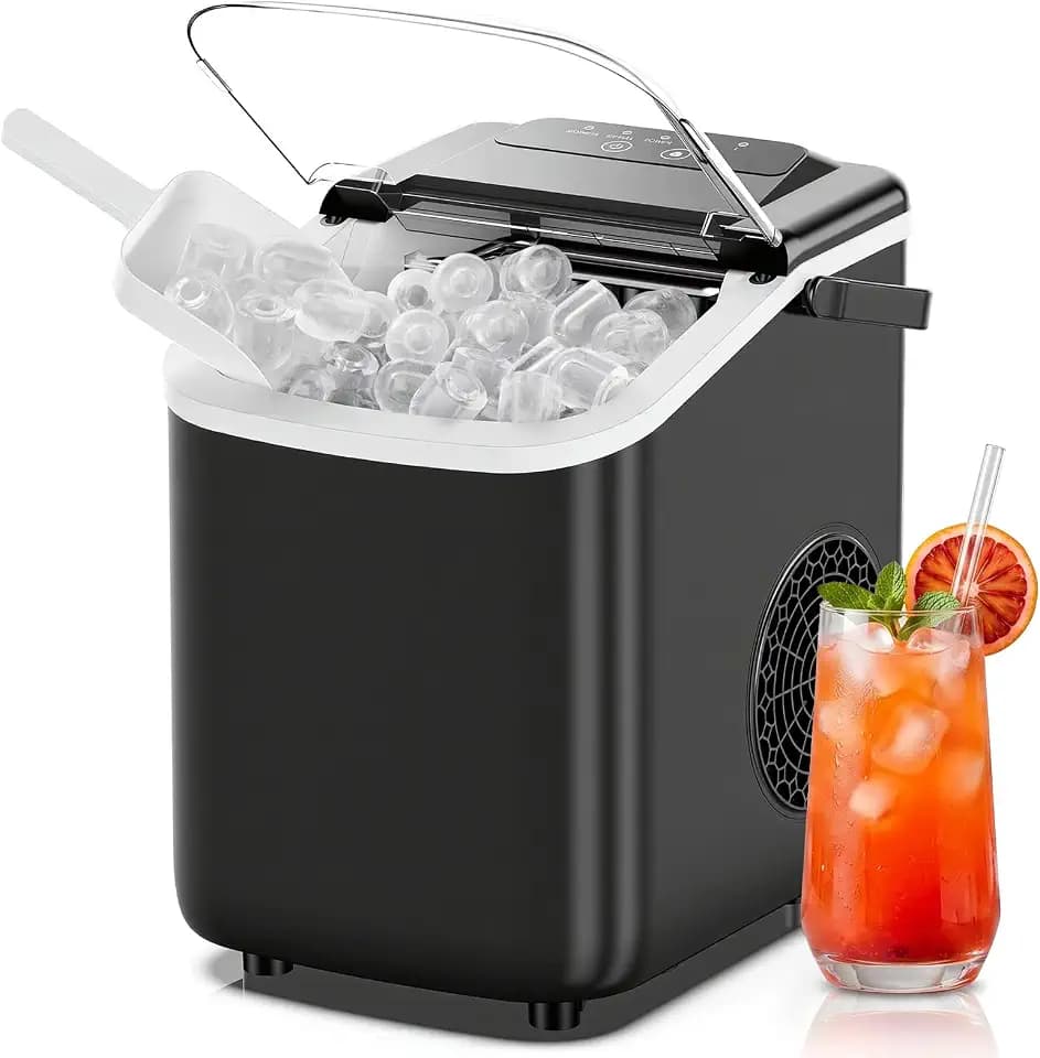 NEWBULIG Ice Maker, Countertop Ice Machine with Portable Handle