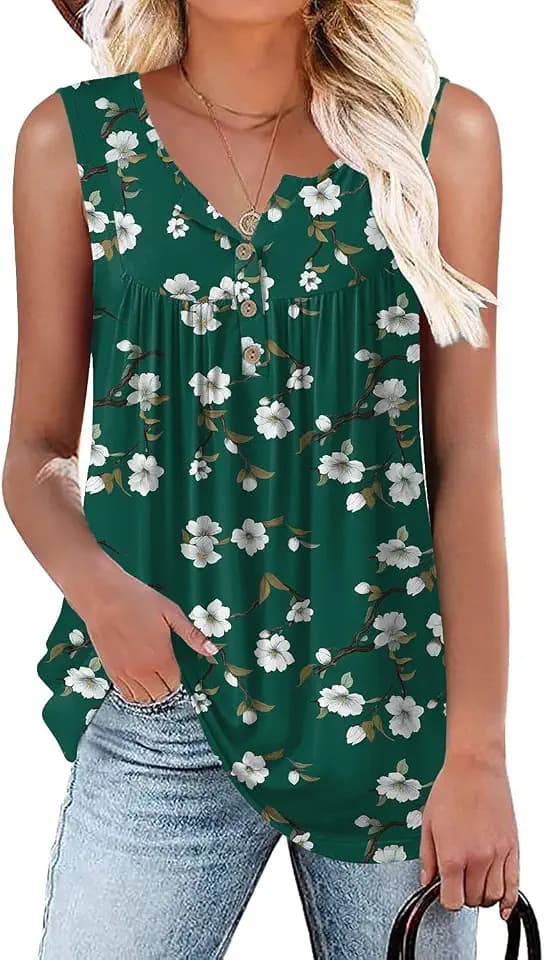 POPYOUNG Womens Tank Tops Sleeveless Summer Shirts Loose Fit Outfits