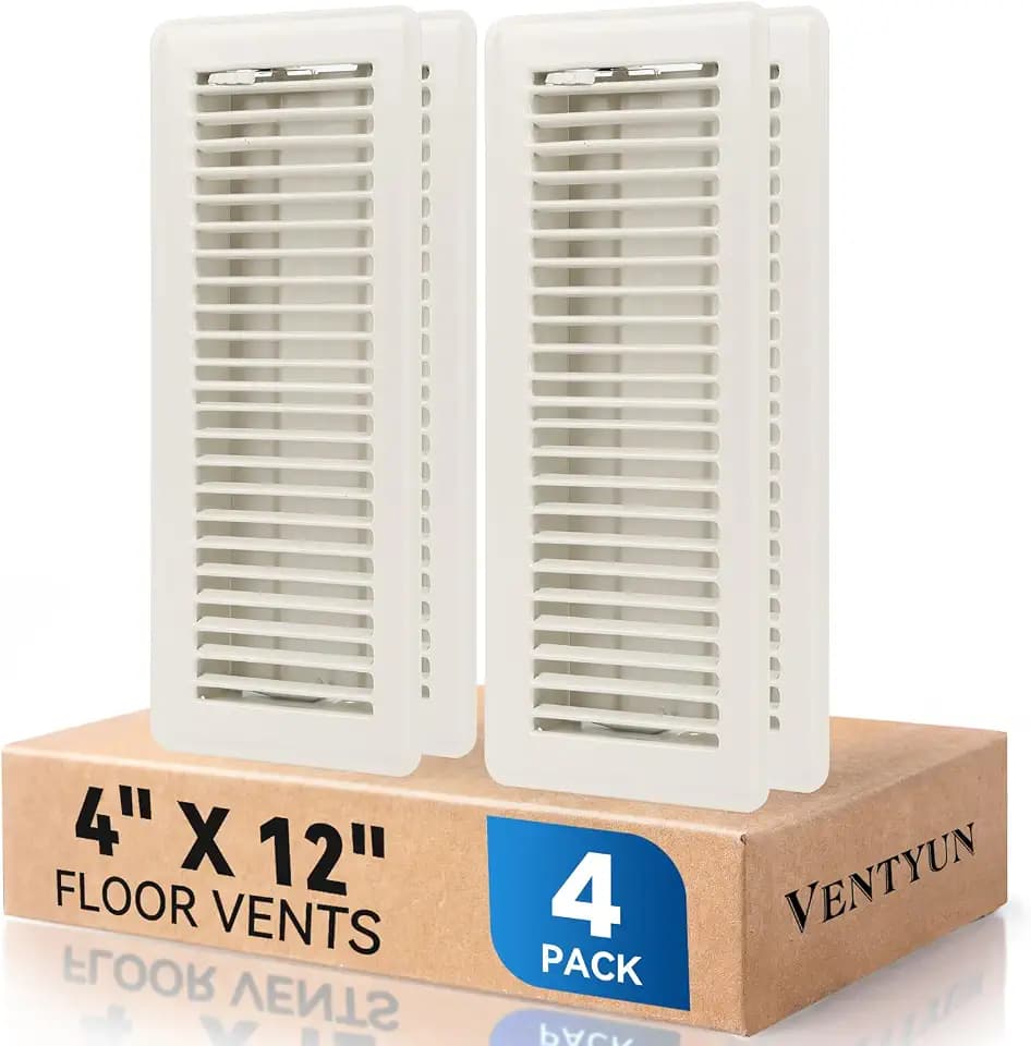4" x 12" Floor Register Vent Covers 4-Pack, Cream White