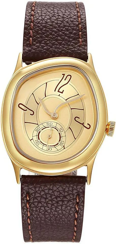 Gosasa Creative Unisex Twisted Dial Design Quartz Watch with Leather Strap