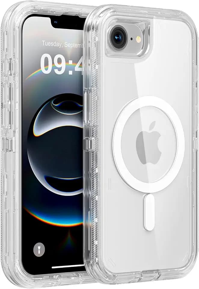 Follaroma Magnetic for iPhone 16e & iPhone 17e Case, Heavy Duty Cases,Clear