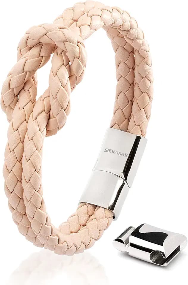 SERASAR Women's Leather Bracelet [Knot], 4 Colors, 3 Lengths