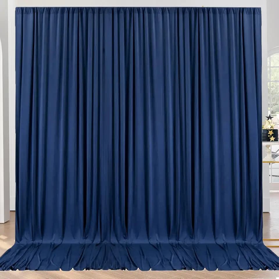 10ft x 10ft Wrinkle Free Navy Blue Backdrop Curtains Panels, 2 Panels 5x10ft Silky Polyester Photo Backdrop Drapes for Birthday Wedding Party Graduation Photography Background