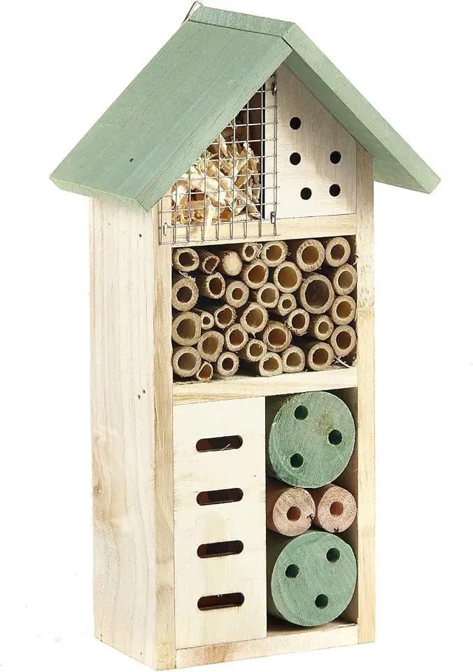 Pet Ting Insektenhaus aus Holz, Naturholz, Käfer, Hotel, Unterschlupf, Garten, Nistkasten, 26 cm, Beige