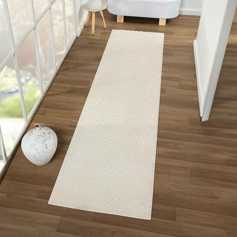 LUXE WEAVERS Geometric Wave Area Rug Cream 2x8