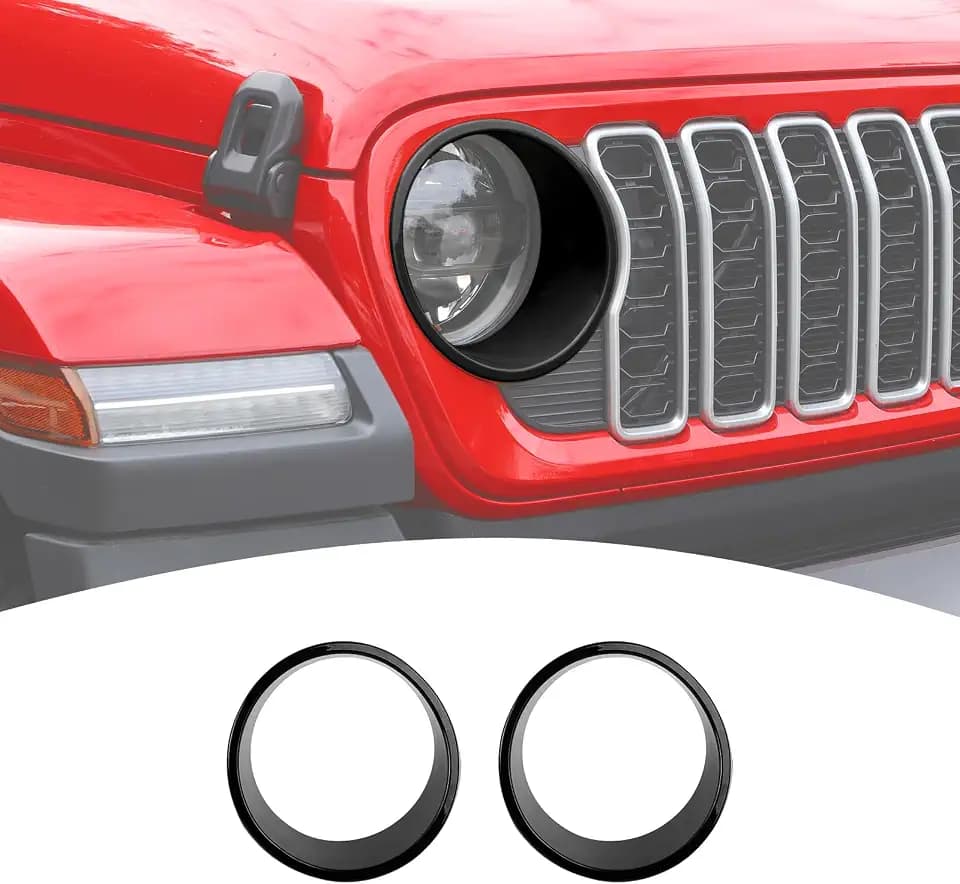 Headlight Cover Trim Fit for Jeep Wrangler JL JLU Gladiator JT 2024 2025+ Black Exterior Accessories 2 pcs