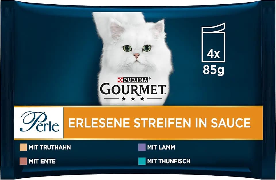 GOURMET Perle Erlesene Streifen, Sorten-Mix, 48er Pack (12 x 4 x 85g)