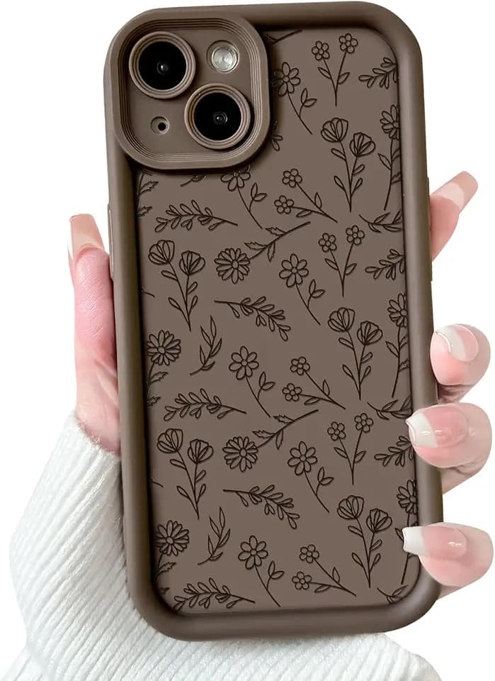 NITITOP for iPhone 14 Case Cute Flower Floral - Brown
