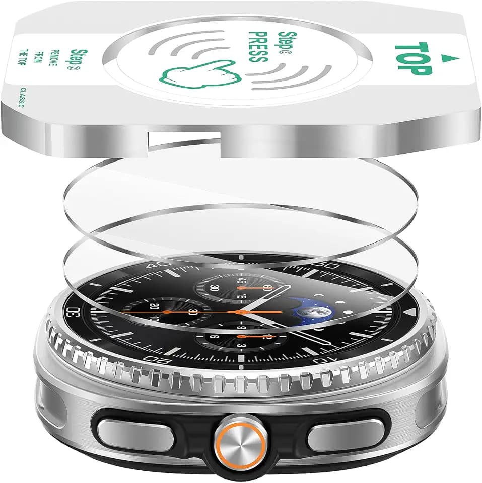 Suoman 2-Pack for Samsung Galaxy Watch 8 Classic 46mm Screen Protector, 9H Hardness Tempered Glass Protective Film +Positioning installation