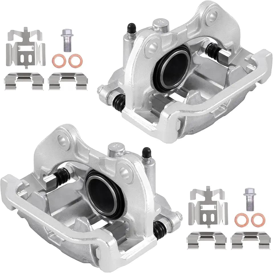 KUIPERAUTO 2PCS Rear Disc Brake Caliper Assembly w/Bracket Compatible for Chevy Tahoe Silverado 1500 Suburban GMC Sierra 1500 Yukon XL Cadillac DeVille 1999-2005 Left and Right Side 18B4726 18B4727