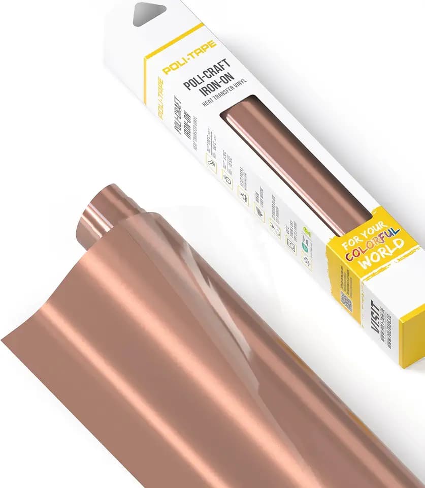 POLI-FLEX® TURBO® - Transferfolie für Textilien - Flexfolie zum Aufbügeln, Plotterfolie für DIY Shirts, Rosé Gold glänzend, 30,5 cm x 122 cm