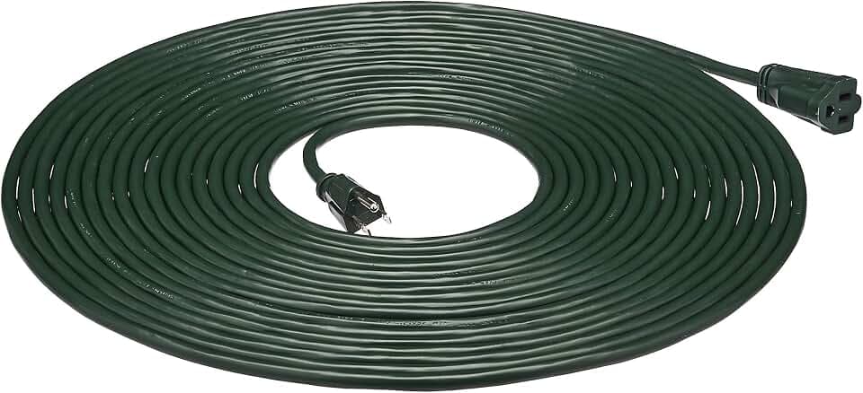 Amazon Basics 50-Foot 3-Prong Indoor/Outdoor Extension Cord, Heavy-Duty, 13 Amps, 1625 Watts, 125 VAC, Green