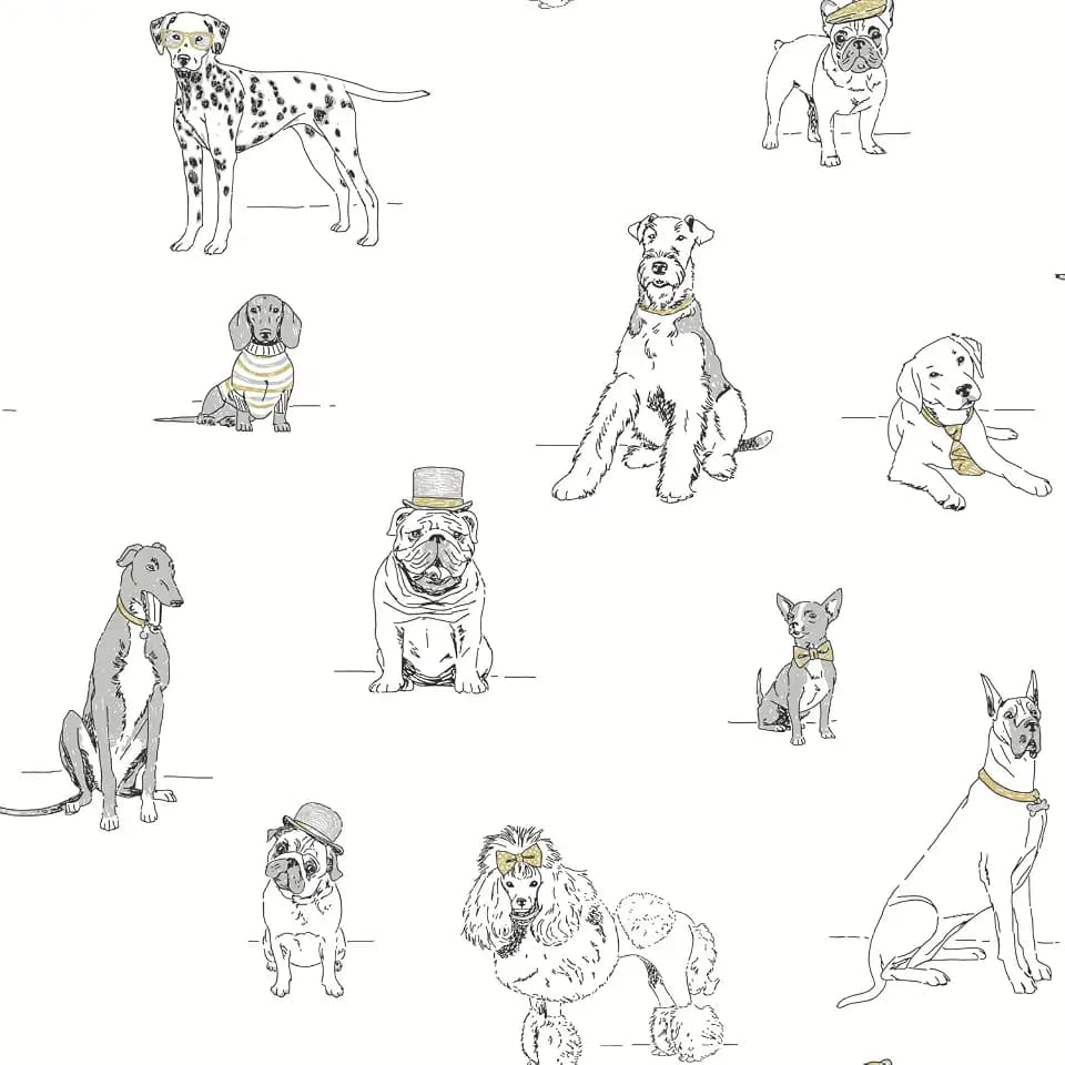 York Wallcoverings Silver/Gold Dog's Life Peel and Stick Wallpaper