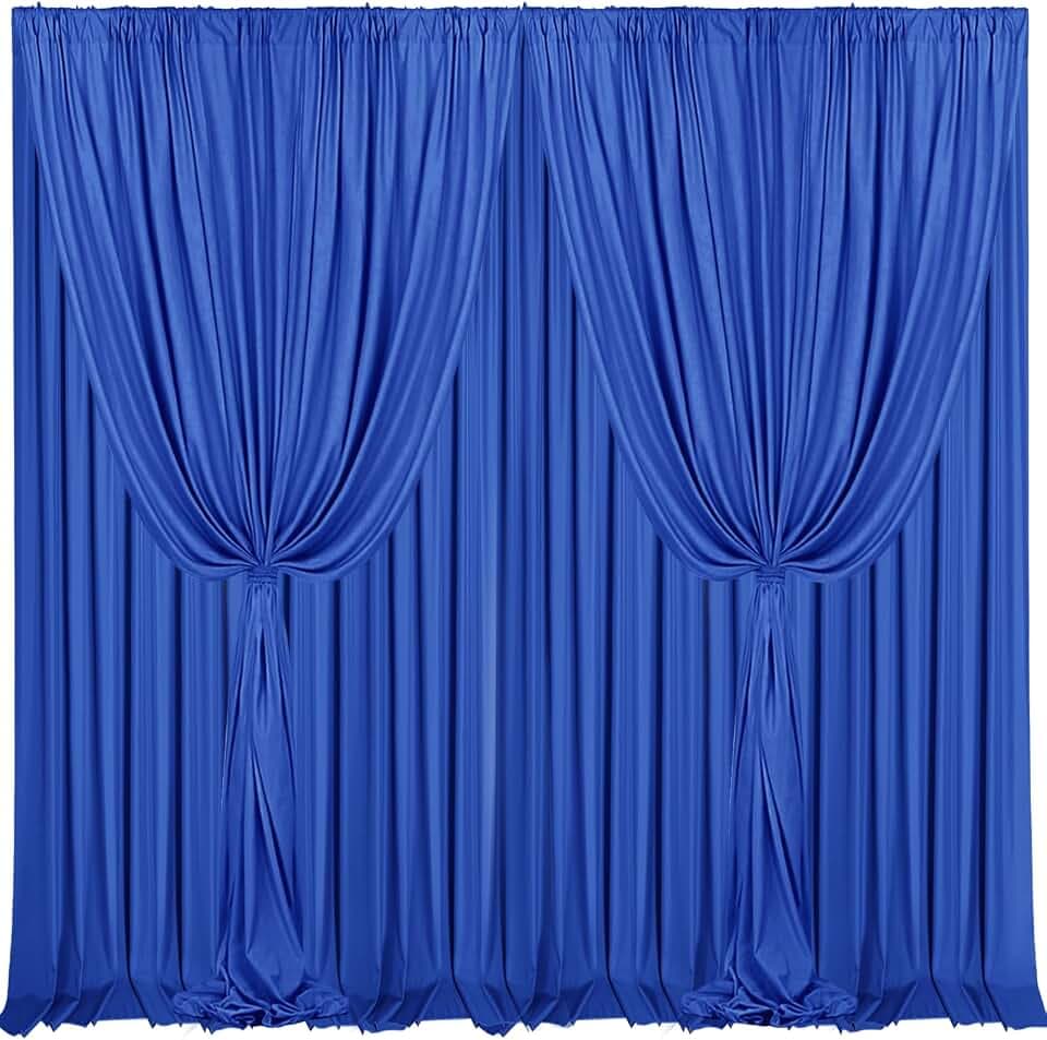 Sugargirl 20x10FT Wrinkle Free Royal Blue Backdrop Curtains Polyester Photo Backdrop Drapes Curtains with Rod Pockets for Party Birthday Wedding Photography Home Decoration(5x10FT, 4 Panels)