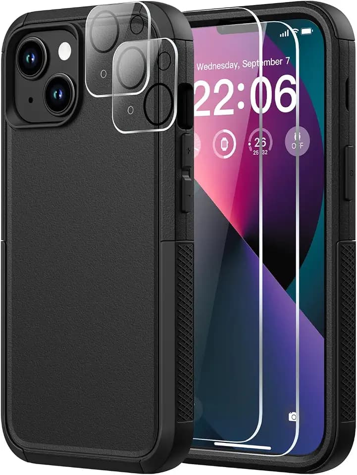 Diverbox for iPhone 13 Case [Compatible with MagSafe] [with Screen Protector ] [Shockproof] [Dropproof] Heavy Duty Protection Phone Case for Apple i Phone 13 (Black)