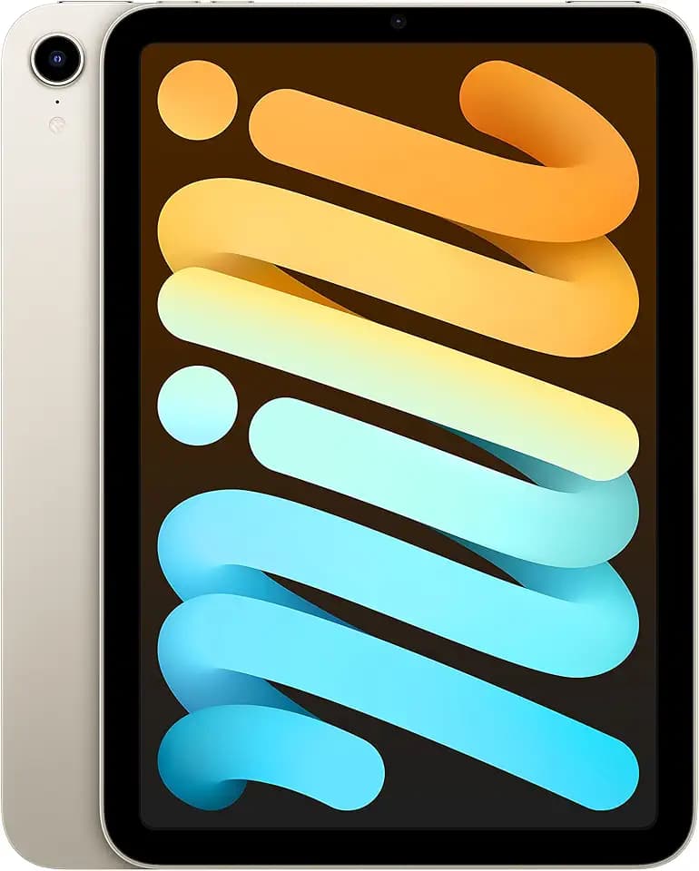Apple iPad mini (6th Generation): A15 Bionic, 8.3-inch Liquid Retina Display, 64GB, Wi-Fi 6, 12MP front/12MP Back Camera, Touch ID, All-Day Battery Life – Starlight