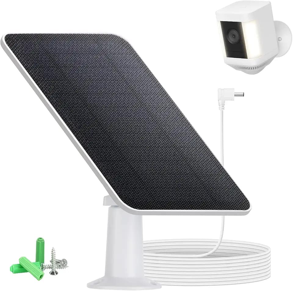 Solar Panel Charger Compatible with Ring Spotlight Camera and Stick Up Cam Battery, 5V 4W for 13Ft/4M Cable Power Surveillance Continuously, IP67 (1 Pack)