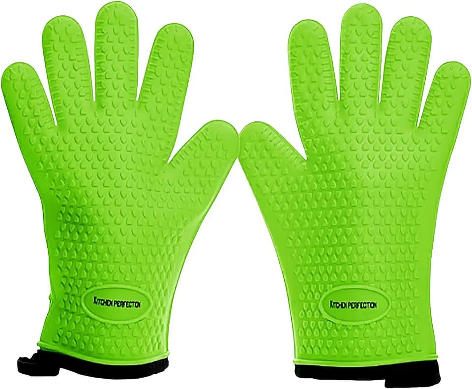 KITCHEN PERFECTION Silicone Smoker Oven Gloves -Extreme Heat Resistant BBQ Gloves-Handle Hot Food Right on Your Grill Fryer&Pit|Waterproof Grilling Cooking Baking Mitts |Superior Value Set +2 Bonuses