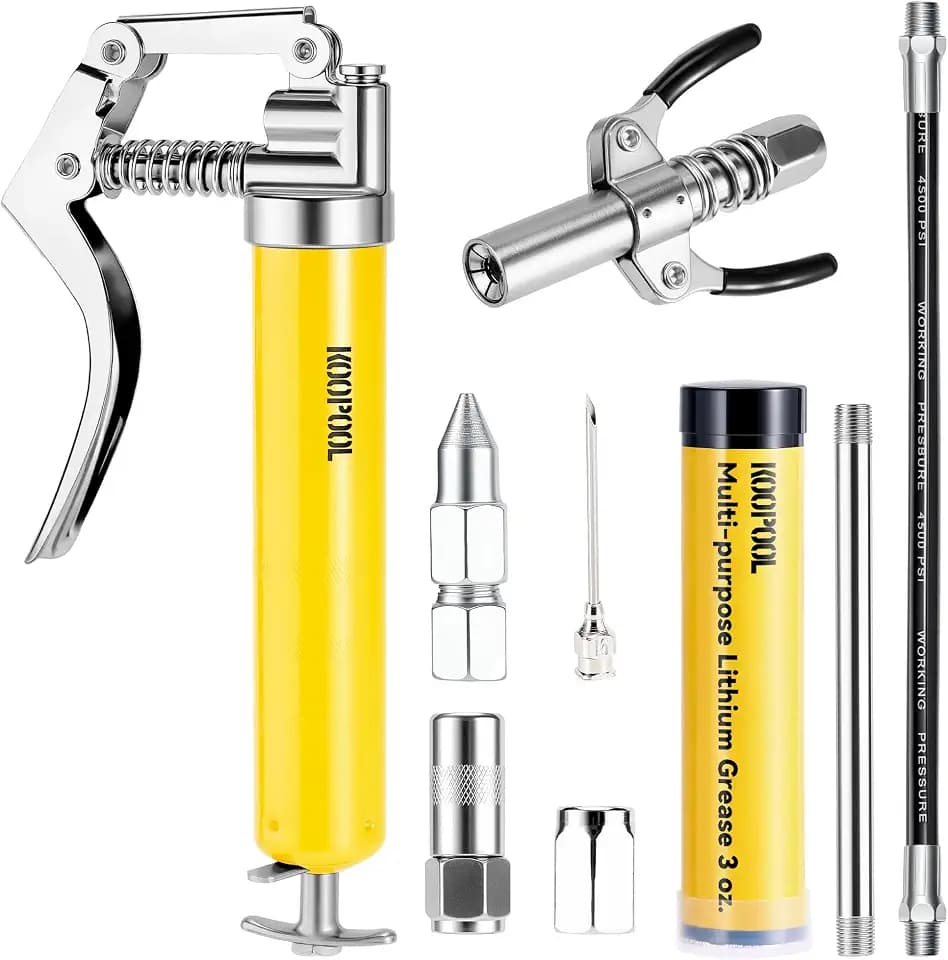 KOOPOOL Mini Grease Gun Kit, 4500PSI Small Grease Gun with Needle Tip