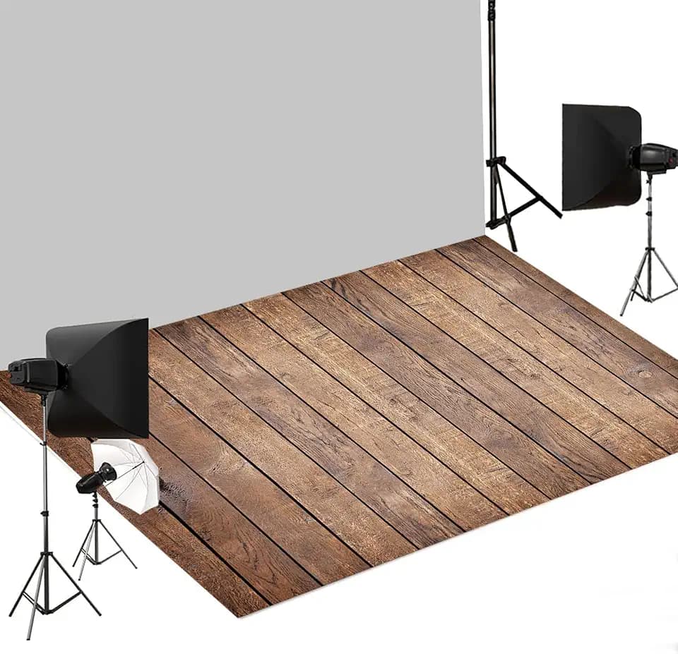 Kate Brown Wood Photography Floor Mat, Rubber Studio Floor Backdrop 5x4ft