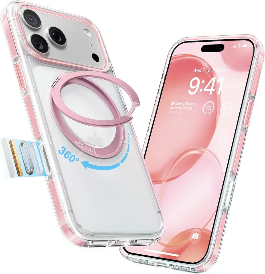TORRAS 360 Magnetic Stand for iPhone 18 Pro Max/ 17 Pro Max Case, Pink 6.9
