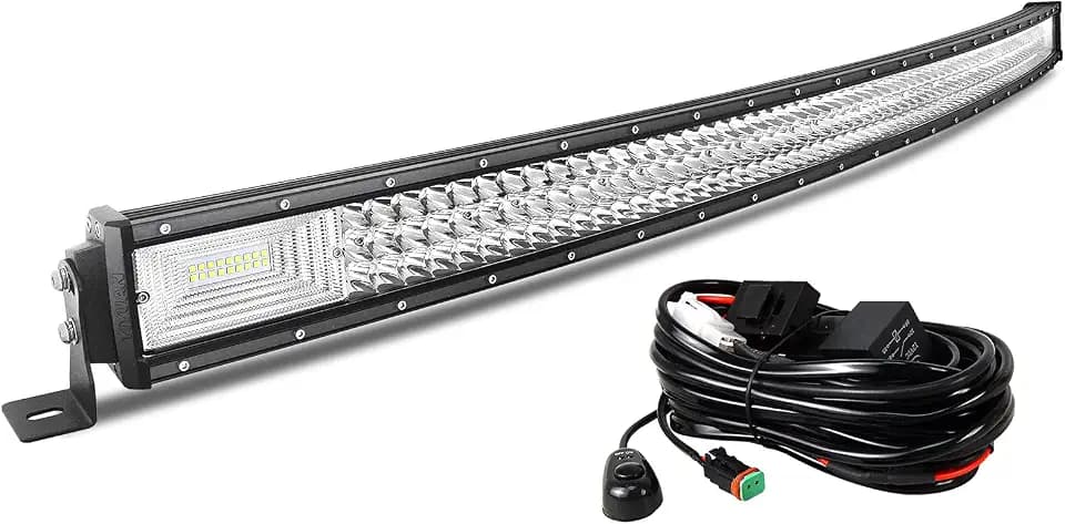 AUXTINGS 50 inch 648W Curved LED Light Bar, Spot Flood Beam Triple Row