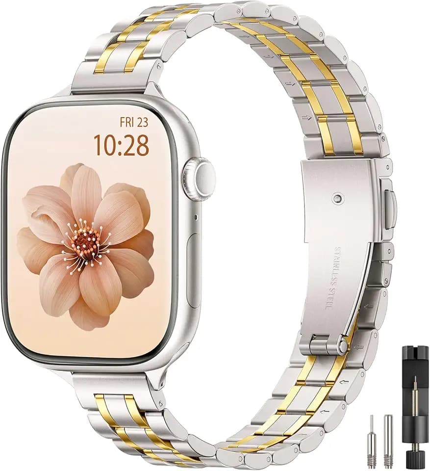 STIROLL Thin Metal Band Compatible with Apple Watch Bands for Women