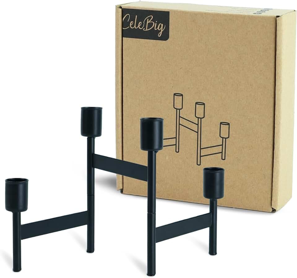 Faltbarer Stabkerzenhalter für 4 Stabkerzen | Adventskerzenständer Metall in Schwarz | Vielseitiger Kerzenhalter für Weihnachten | Deko | Tischdeko | Adventskranz | Geschenkartikel | Schwarz