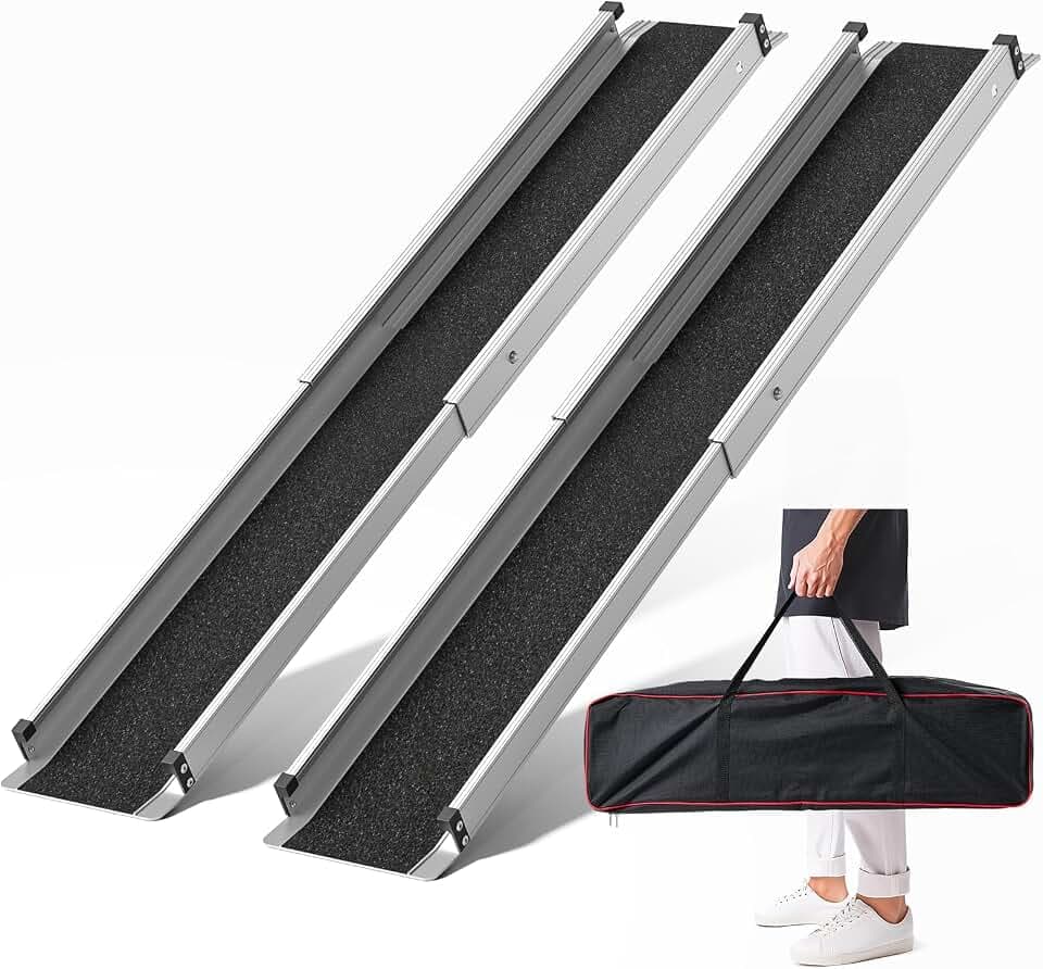 6FT Telescoping Aluminum Portable Wheelchair Ramp with Bag, 600LBS